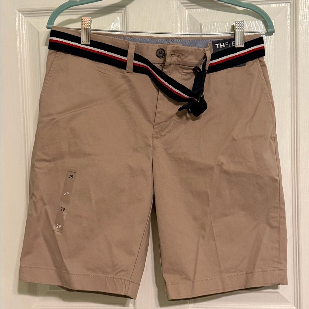 Tommy Hilfiger Tan Flat Front Shorts with Belt